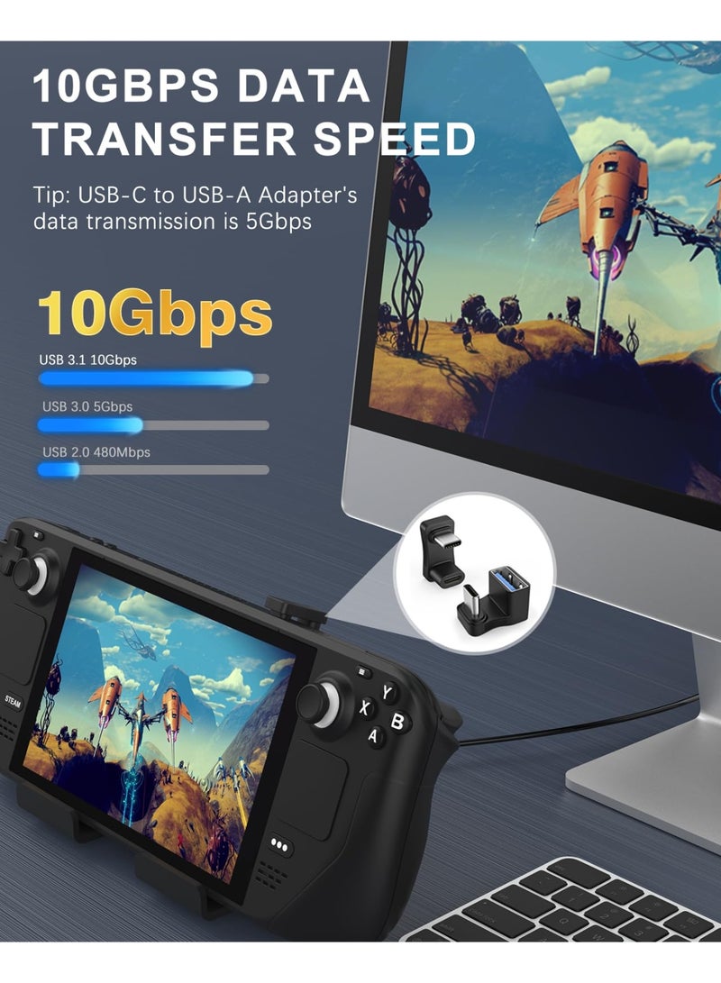 fantasize 180-Degree USB-C Adapter 2-Pack, U-Shape, PD 100W Fast Charging, 4K Video, Angled for Steam Deck, Switch, Laptop, Tablet, Phone - Image 5